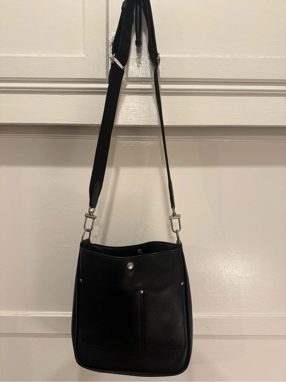 Shinola Black Pebbled Leather Shoulder Bag